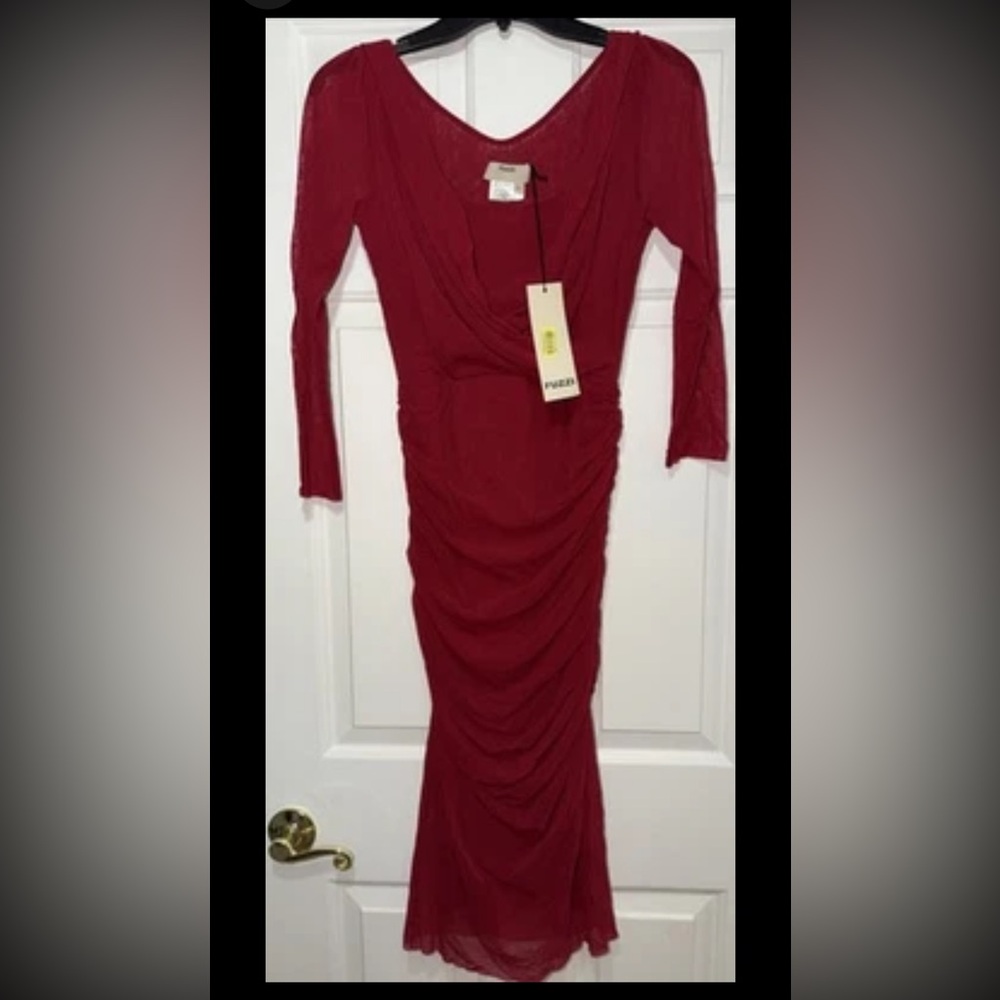 Fuzzi Jean Paul Gaultier NWT Ruched Long Sleeve Dress Ref Size L